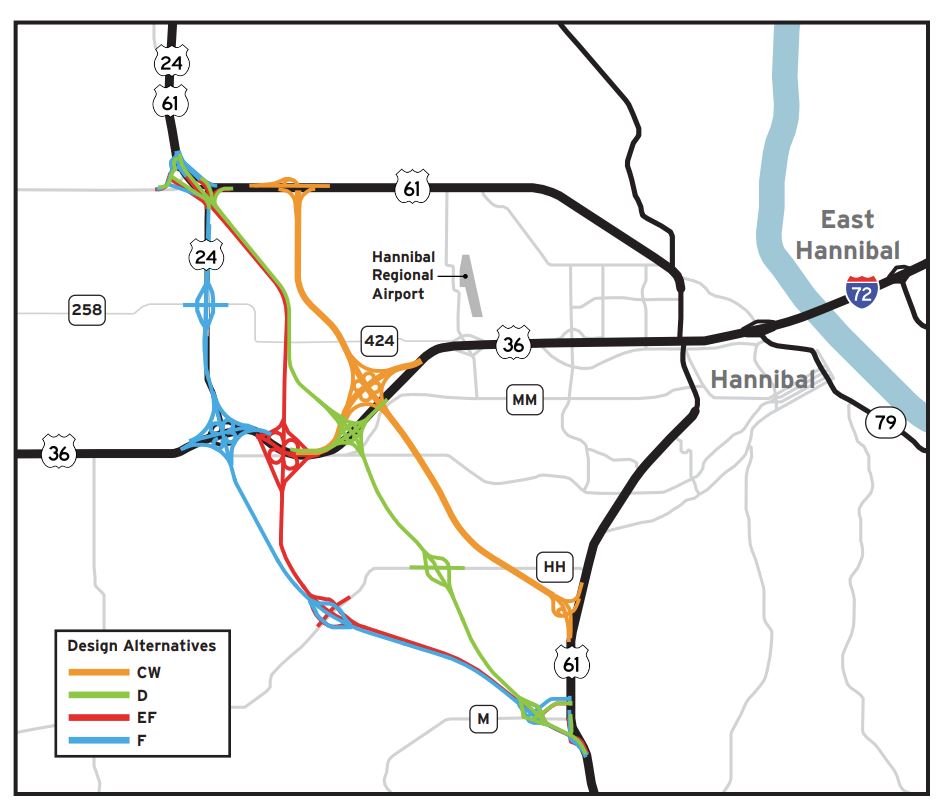 Alternative F - Hannibal Route 61 Expressway Map